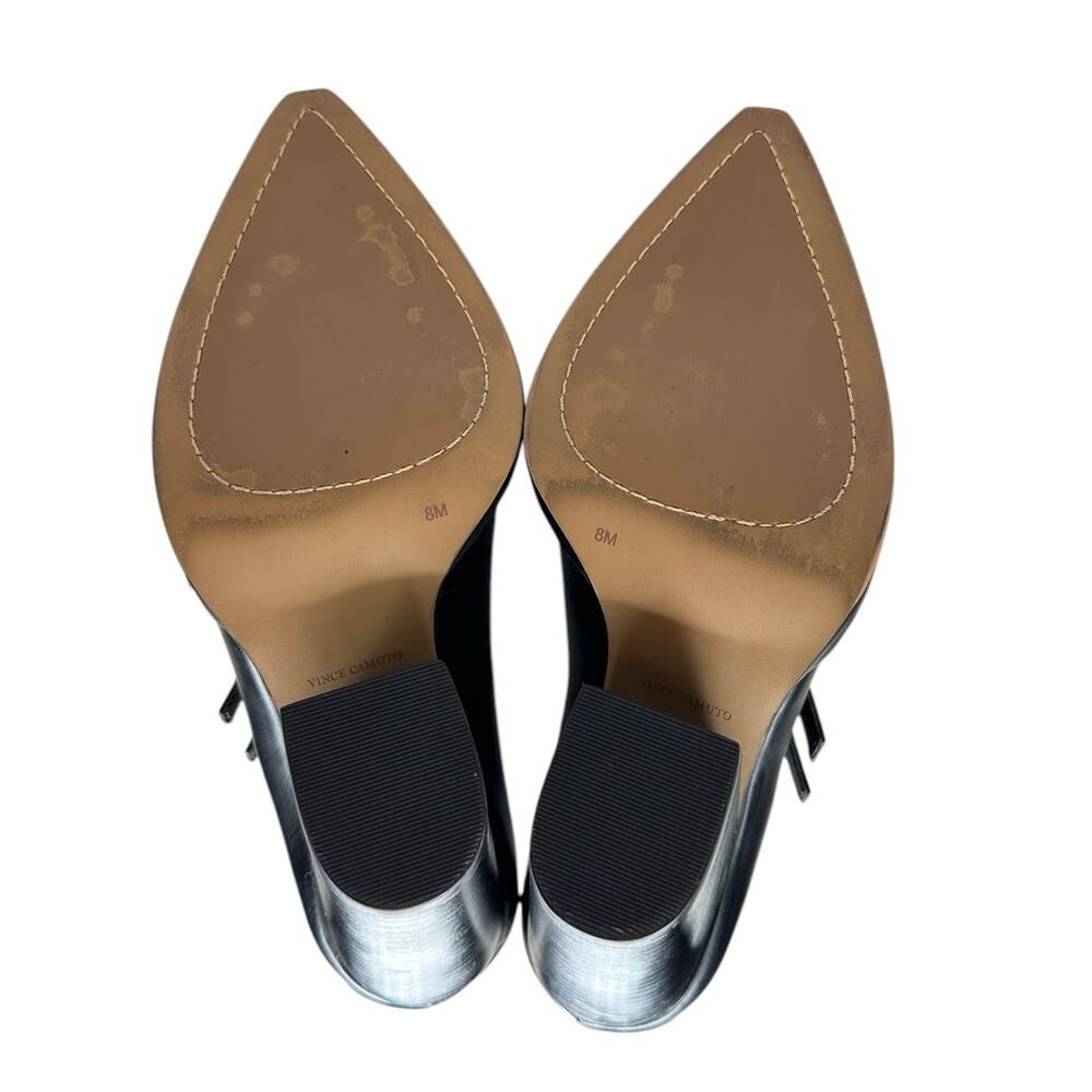 Vince Camuto Dahlein Block Black Leather Heel Point Toe Heels Pumps Size 8 - Picture 10 of 11